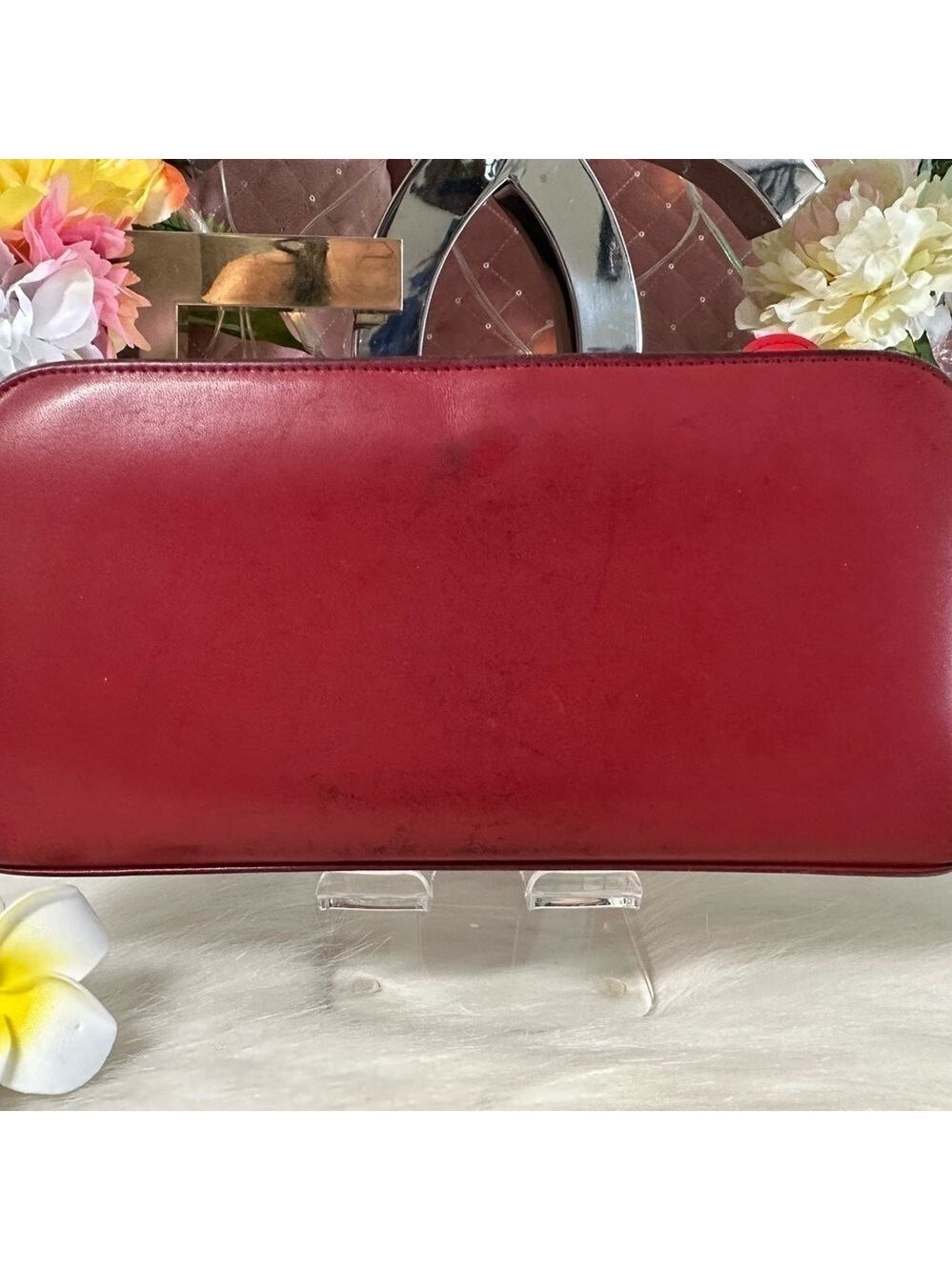 SAINT LAURENT PARIS RED LEATHER ZIP AROUND LONG WALLET YSL ITALIAN DESIGNER - Picture 15 of 16